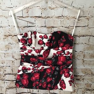🌞WHITE HOUSE BLACK MARKET Floral Strapless Top